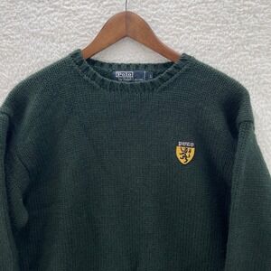 VTG Polo Ralph Lauren Sweater Mens L Heraldic Lion Crest Shield Wool Hong Kong